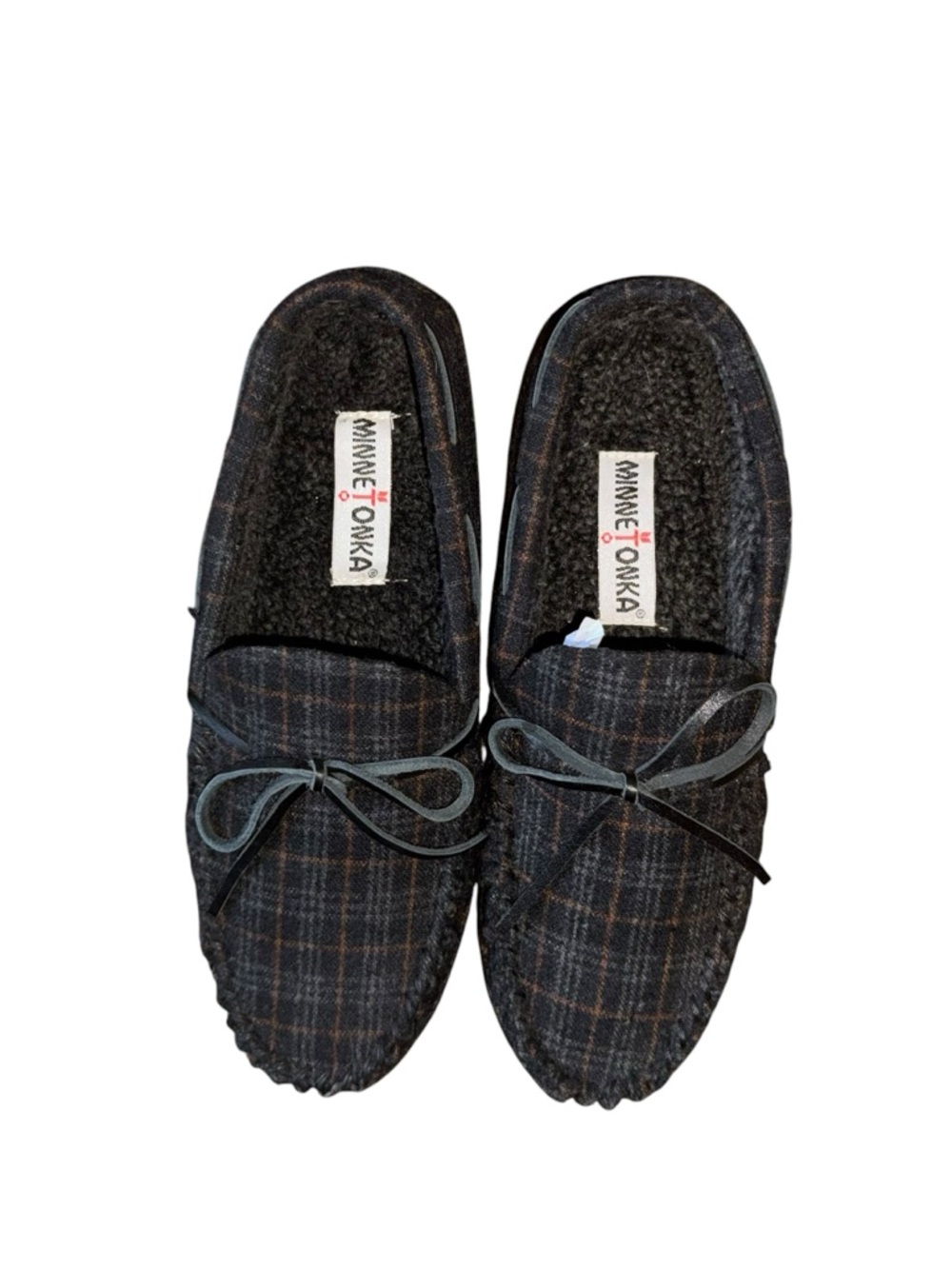 Minnetonka Plaid Slippers Mens 8 NWOT Moccasin House Shoes Wool Blend (5 avail.)